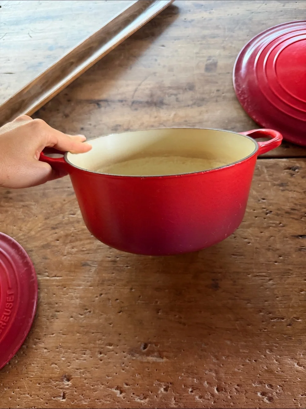 Le Creuset Red Enamel Dutch Oven 22 with Black Knob